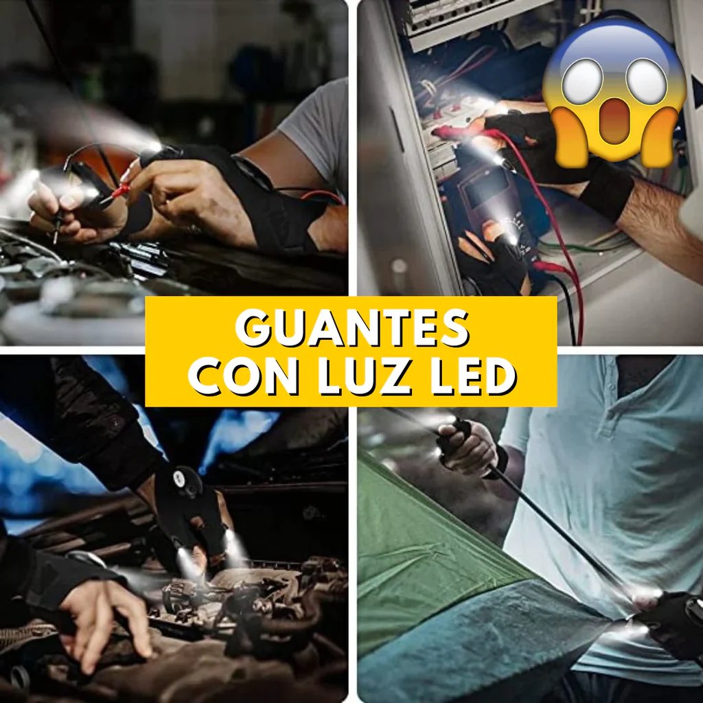 GUANTES LUZ LED IMPERMEABLES 🛠️